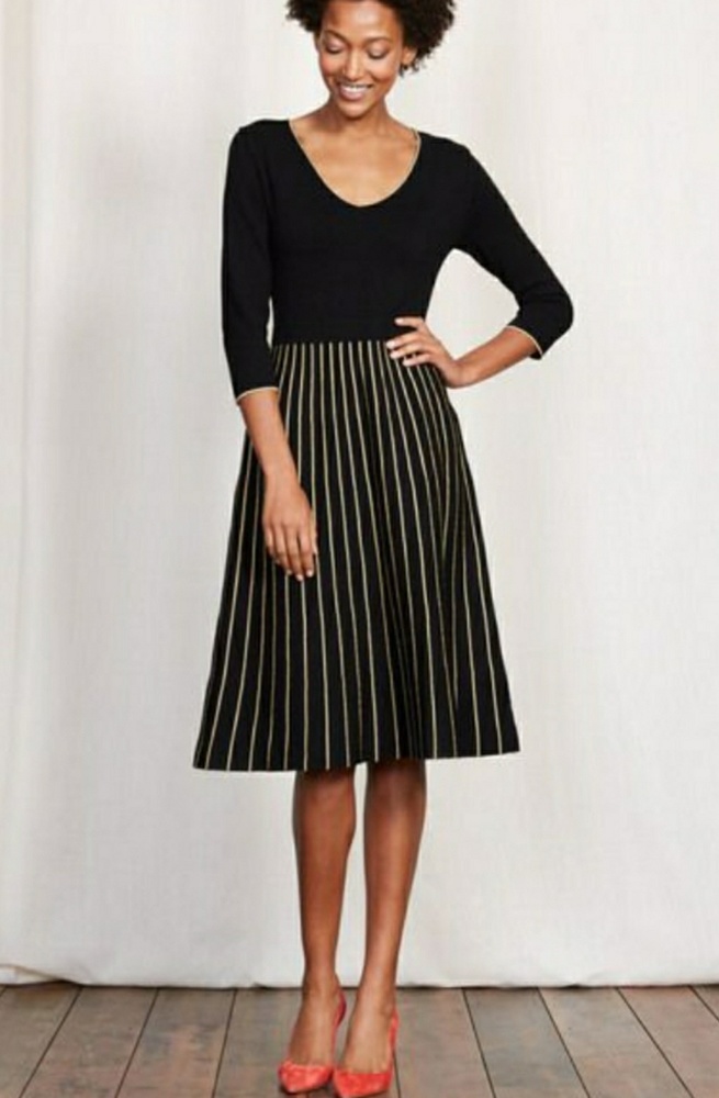 Boden 3/4 sleeve Black and Gold Dress